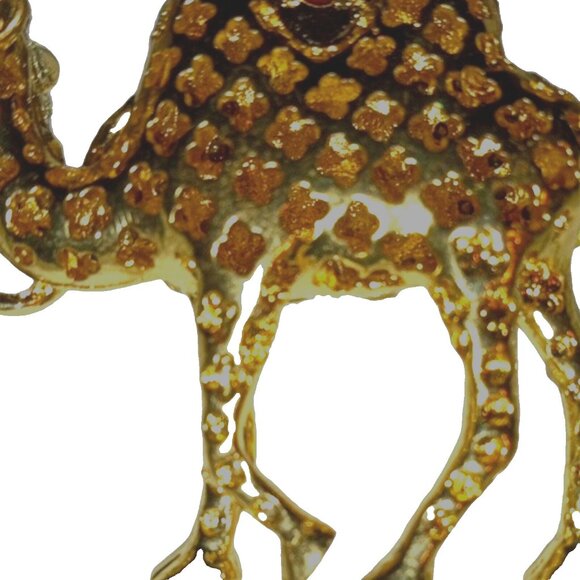 BETSEY JOHNSON Signed Vintage Gold Tone Chain Camel Necklace Enamel Rhinestones - Picture 6 of 10